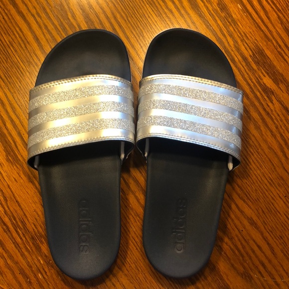 adilette comfort slides silver